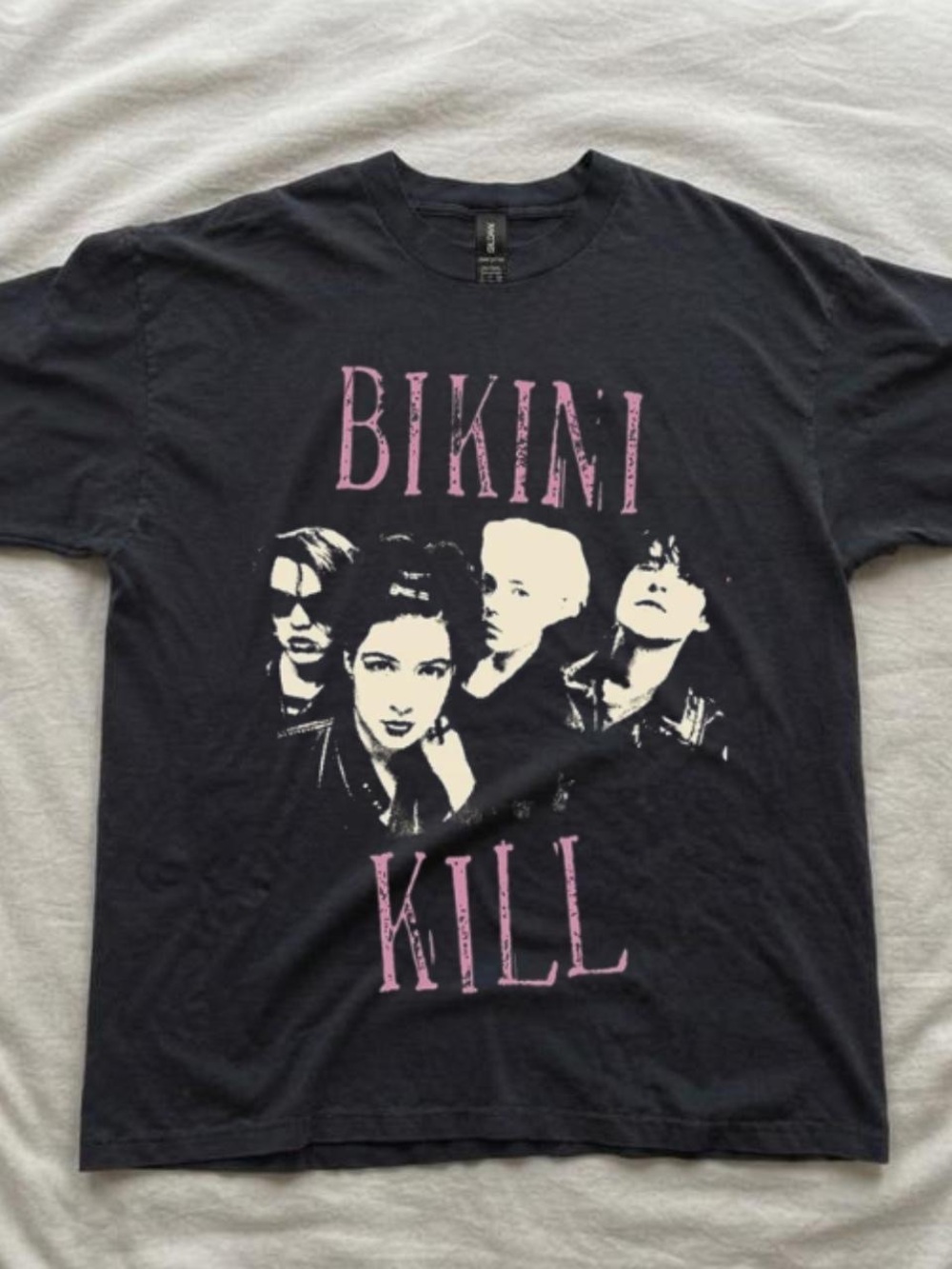 Gildan Black Bikini Kill Band Tee with Pink Print
